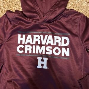 Harvard Logo Hoodie NCAA Performance Size Boys Medium 10/12 Maroon Sweatshirt